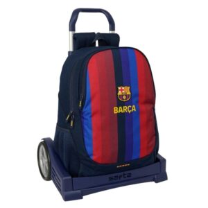 safta f.c.barcelona 1ª equipacion 26/27 mochila con carro evolution extraible 22.5l portabotellas doble tirador asa de mano espalda acolchada antisudor 32x44x16cm color azul noche