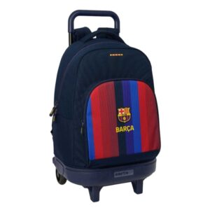 safta f.c.barcelona 1ª equipacion 26/27 mochila con carro extraible 33l portabotellas tarjeta de identificacion personal doble tirador asa bolsillo frontal 33x45x22cm color azul noche