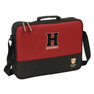 safta harry potter hogwarts maletin con cremallera bandolera ajustable asa forrada doble tirador fondo semirigido 38x28x6cm color negro y rojo