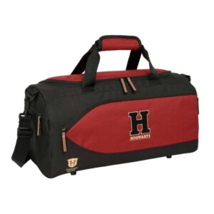 safta harry potter hogwarts bolsa de deporte bandolera ajustable bolsillos laterales y frontal fondo semirigido cremallera con doble tirador base con tacos 50x25x25cm color negro y rojo
