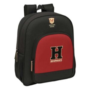safta harry potter hogwarts mochila 15l adaptable a carro bolsillo frontal portabotellas cremallera con doble tirador asa de mano hombreras acolchadas 32x38x12cm color negro y rojo