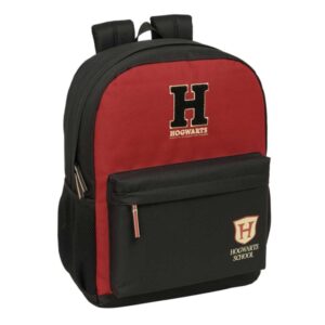 safta harry potter hogwarts mochila adaptable a carro bolsillo frontal espalda acolchada cremallera con doble tirador asa de mano hombreras ergonomicas 32x43x14cm color negro y rojo