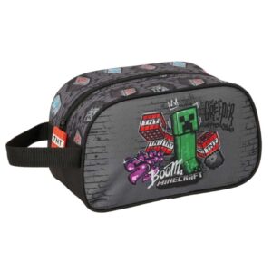 safta minecraft graffiti neceser adaptable a carro asa de mano lateral 26x15x12cm color gris