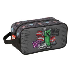 safta minecraft graffiti zapatillero mediano capacidad 6l asa de mano lateral 29x15x14cm color gris