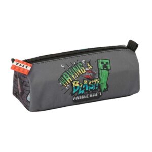 safta minecraft graffiti portatodo 1 compartimento con cremallera 21x8x7cm color gris