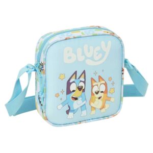 safta bluey ready bolsito con bandolera ajustable compacto cierre con cremallera 16x18x4cm color azul pastel