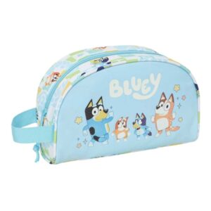 safta bluey ready neceser adaptable a carro asa de mano lateral bolsillo interior con cremallera 26x16x9cm color azul pastel
