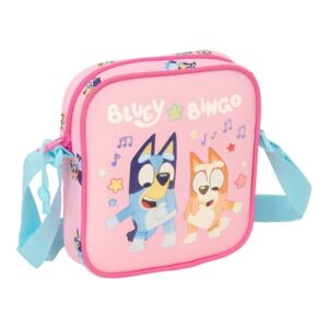 safta bluey dance bolsito con bandolera ajustable compacto cierre con cremallera 16x18x4cm color rosa