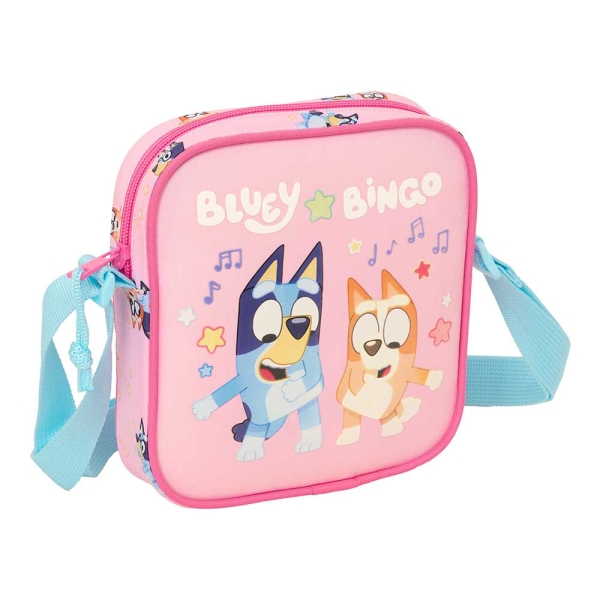safta bluey dance bolsito con bandolera ajustable compacto cierre con cremallera 16x18x4cm color rosa