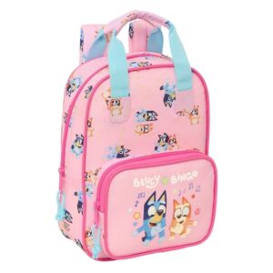 safta bluey dance mochila infantil tarjeta de identificacion personal bolsillo frontal hombreras acolchadas 20x28x8cm color rosa