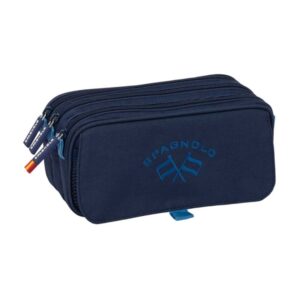 safta spagnolo portatodo 3 compartimentos con cremallera cinta trasera adaptable bolsillo frontal de rejilla con velcro 21.5x10x8cm color azul noche