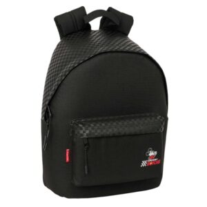 safta mickey and friends racing teen mochila para portatiles hasta 14.1" bolsillo para tablet hasta 10.6" bolsillo frontal asa de mano acolchada 31x41x16cm color negro
