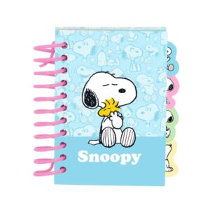 safta snoopy bloc de notas formato a7 80 hojas de 80 g/m2 espiral tapas duras 4 separadores interiores 7.4x10.5cm color azul claro