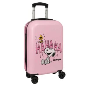 safta snoopy maleta trolley de cabina de 20" candado de combinacion asa extensible interior forrado ruedas dobles 360º asa de mano con goma 34.5x55x20cm color rosa