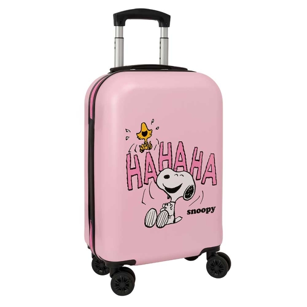 safta snoopy maleta trolley de cabina de 20" candado de combinacion asa extensible interior forrado ruedas dobles 360º asa de mano con goma 34.5x55x20cm color rosa