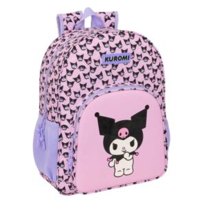 safta kuromi mochila adaptable a carro bolsillo frontal portabotellas cremallera con doble tirador asa de mano hombreras y espalda acolchada 33x42x14cm color rosa