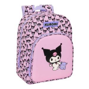 safta kuromi mochila infantil portabotellas bolsillo frontal adaptable a carro hombreras acolchadas 26x34x11cm color rosa