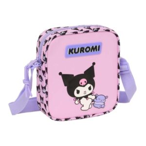 safta kuromi bolsito con bandolera ajustable compacto cierre con cremallera 16x18x4cm color rosa