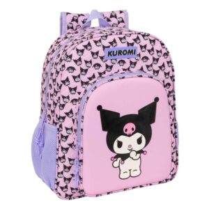 safta kuromi mochila 15l adaptable a carro bolsillo frontal portabotellas cremallera con doble tirador asa de mano hombreras y espalda acolchada 32x38x12cm color rosa