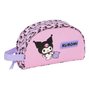 safta kuromi neceser adaptable a carro asa de mano lateral bolsillo interior con cremallera 26x16x9cm color rosa