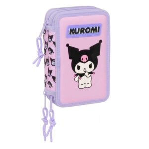 safta kuromi plumier de 3 pisos 37 piezas goma lapiz 2 boligrafos sacapuntas 2 reglas 16 colores 14 rotuladores 12.5x19.5x5.5cm color rosa