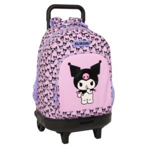 safta kuromi mochila con carro extraible 33l portabotellas tarjeta de identificacion personal cremallera con doble tirador asa de mano bolsillo frontal 33x45x22cm color rosa