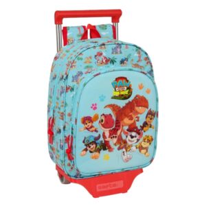 safta paw patrol dino rescue mochila con carro extraible portabotellas bolsillo frontal asa de mano 26x34x11cm color azul pastel