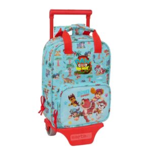safta paw patrol dino rescue mochila con carro extraible tarjeta de identificacion personal bolsillo frontal 20x28x8cm color azul pastel
