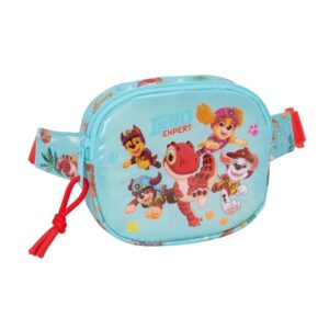 safta paw patrol dino rescue bolsa de cintura infantil cremallera cintas ajustables cierre de pvc 14x11x4cm color azul pastel