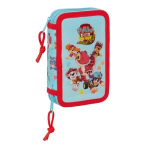 safta paw patrol dino rescue plumier de 2 pisos 29 piezas goma lapiz 2 boligrafos sacapuntas 10 colores 14 rotuladores 12.5x19.5x4cm color azul pastel