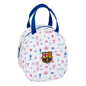 safta f.c.barcelona bolsa preescolar isotermica asa de mano cremallera 19x22x14cm color blanco