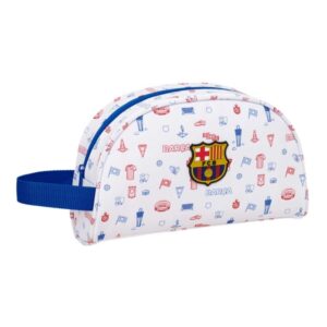 safta f.c.barcelona preescolar neceser adaptable a carro asa de mano lateral bolsillo interior con cremallera 26x16x9cm color blanco