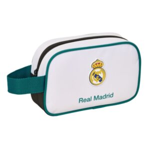 safta real madrid equipacion 26/27 neceser asa de mano lateral 22x13.5x8cm color blanco y negro
