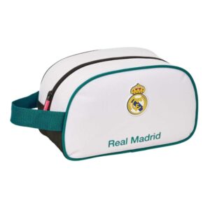 safta real madrid equipacion 26/27 neceser adaptable a carro asa de mano lateral 26x15x12cm color blanco y negro