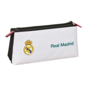 safta real madrid equipacion 26/27 neceser 2 compartimentos cremallera 22x10x8cm color blanco y negro