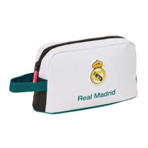 safta real madrid equipacion 26/27 bolsa isotermica porta alimentos asa de mano lateral cremallera 21.5x12x6.5cm color blanco y negro