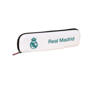 safta real madrid equipacion 26/27 portatodo estrecho silicona cremallera 20x5.5x2cm color blanco