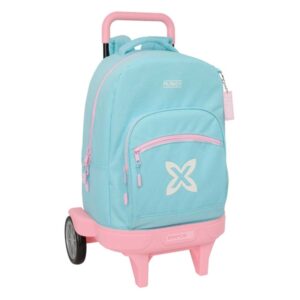 safta munich sky mochila con carro extraible 33l portabotellas tarjeta de identificacion personal ruedas antivibracion asa de mano bolsillo frontal 33x45x22cm color azul pastel