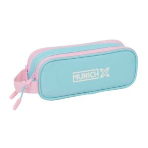 safta munich sky portatodo 2 compartimentos con cremallera asa lateral capacidad 1l 21x8x6cm color azul pastel