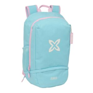 safta munich sky mochila zapatillero cremallera con doble tirador bolsillo interior portabotellas asa de mano 28x51x19cm color azul pastel
