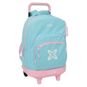 safta munich sky mochila con carro extraible 33l portabotellas tarjeta de identificacion personal cremallera doble tirador asa de mano bolsillo frontal 33x45x22cm color azul pastel
