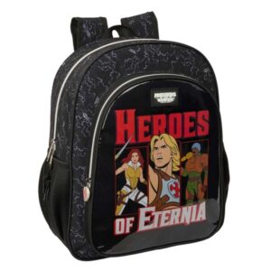safta masters of the universe mochila 15l adaptable a carro bolsillo frontal portabotellas cremallera con doble tirador asa de mano espalda acolchada 32x38x12cm color gris y negro