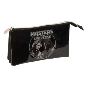 safta masters of the universe portatodo 3 compartimentos con cremallera bolsillo interior central 22x12x3cm color gris y negro