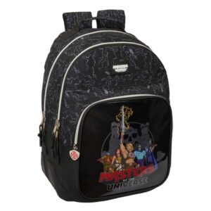 safta masters of the universe mochila adaptable a carro bolsillo frontal portabotellas cremallera con doble tirador asa de mano espalda acolchada 32x42x15cm color gris y negro
