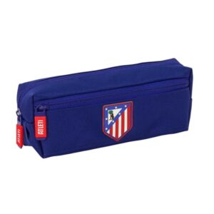 safta atletico de madrid portatodo 3 compartimentos con cremallera goma elastica compacto 22x8.5x6cm color azul marino