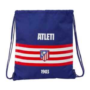 safta atletico de madrid saco plano cierre con cordones bolsillo interior con cremallera 35x40x1cm color azul marino