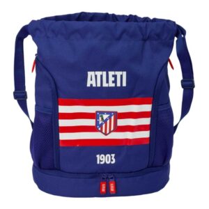 safta atletico de madrid saco mochila cremallera bidireccional portabotellas hombreras de cinta ajustables compartimento inferior 35x40x1cm color azul marino