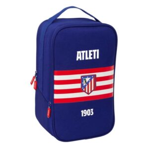 safta atletico de madrid zapatillero doble bolsillo interior de velcro compartimento trasero con cremallera asa de mano 21x36x16cm color azul marino