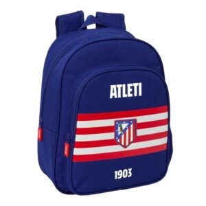 safta atletico de madrid mochila infantil portabotellas bolsillo frontal asa de mano adaptable a carro hombreras acolchadas 27x33x10cm color azul marino