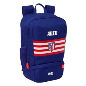 safta atletico de madrid mochila zapatillero cremallera con doble tirador bolsillo interior portabotellas asa de mano 28x51x19cm color azul marino